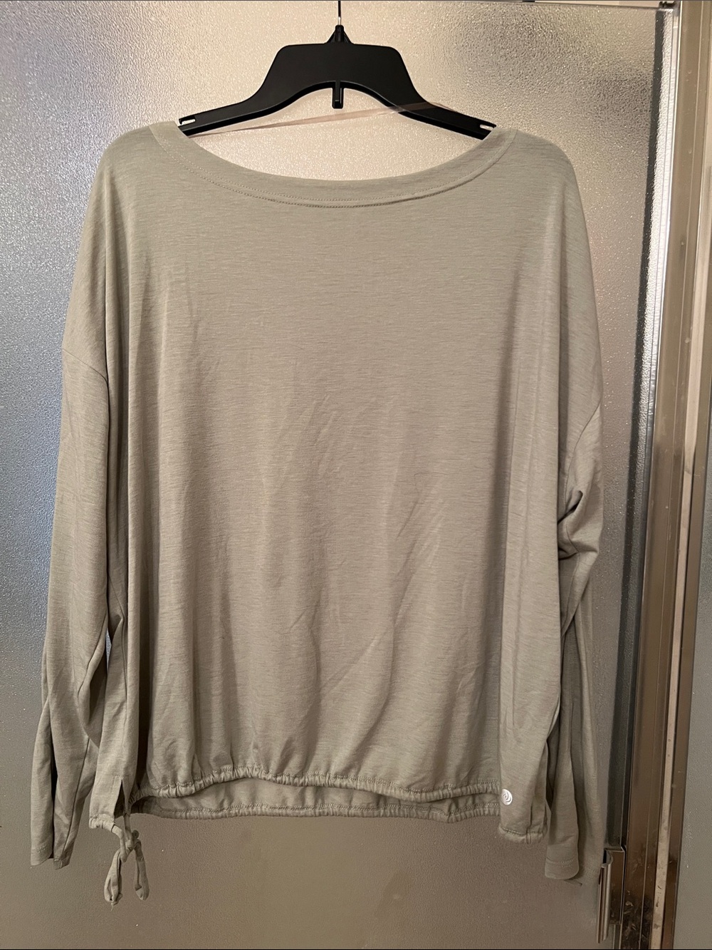 Apana Sage Green Boatneck Drawstring Hem Pullover